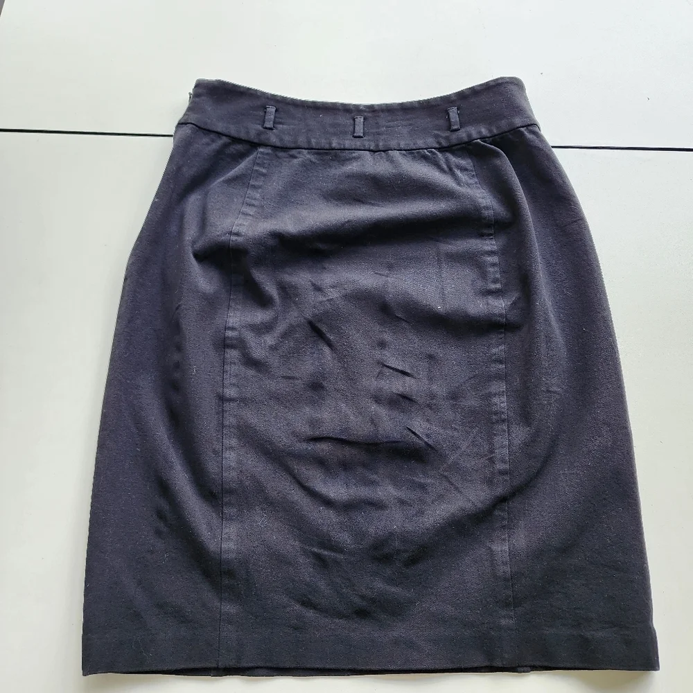 Lauren Ralph Lauren Womens Skirt Large Black Pencil Cotton Stretch Pull On Sz 12